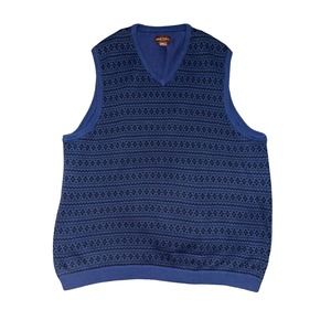 Oak Hill Men's Size 3XL Pullover Sweater Vest Crosshatch Blue Solid Classic Men